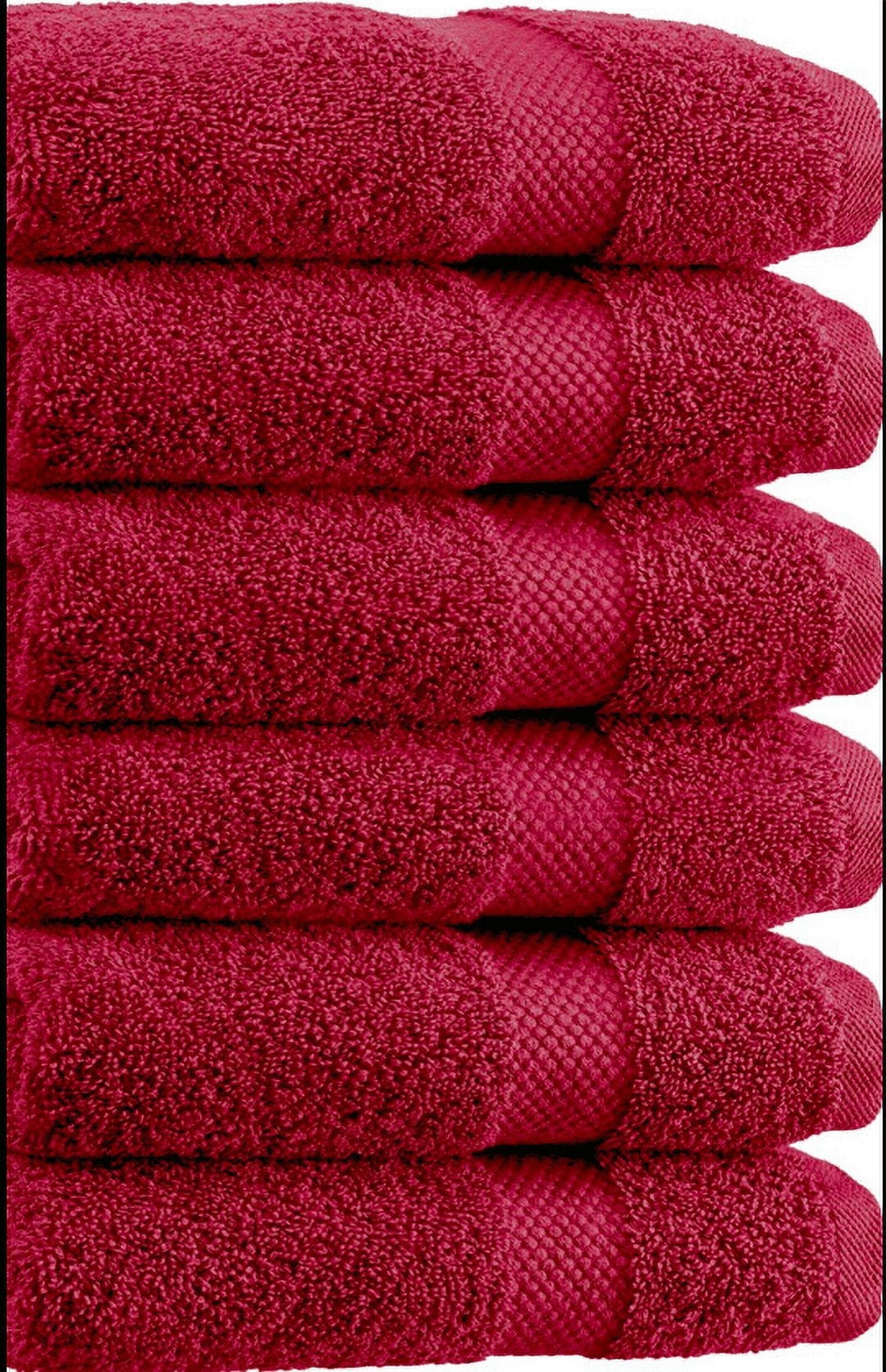 Pack of 6 Bath Towels 27 x 54 Inches, 100% Cotton, Larger & Lighter Weight, Quicker to Dry, Super Soft and Absorbent, Perfect for Bathroom (Burgundy, Pack of 6 (27''x54''))