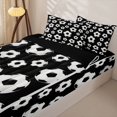 thumbnail image 3 of Homewish Kids Soccer Sport Zipper Full Size Comforter Sets with Fitted Sheet and 2 Pillowcases,Boys Football Ball Games Zipper Bedding Set,Black Reversible,4-Piece, 3 of 7