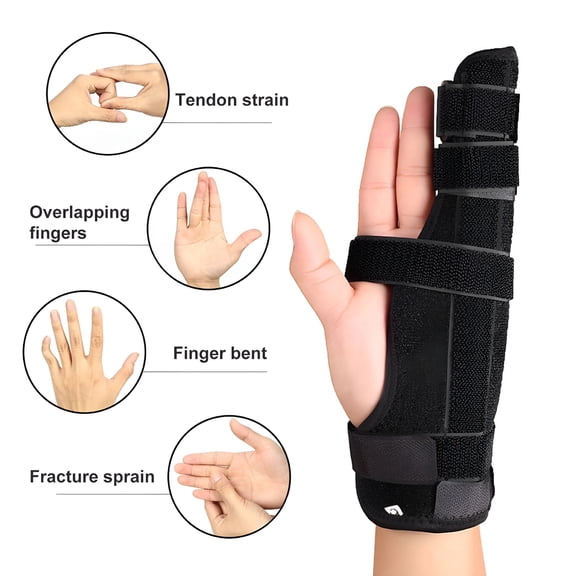 XIRQI 2 Finger Splint Trigger Finger Splint,Adjustable Two Finger Splint Full Hand and Wrist Brace Support,Metal Straightening Immobilizer Treatment