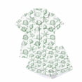 thumbnail image 2 of RUTAYY Women's Pajama Set Seashell Starfish Print Lapel Short Sleeve Open Front Top and Shorts 2 Piece Loungewear Green, 2 of 3