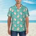 thumbnail image 2 of Honeii Pig And Flower Print Men’s Hawaiian Shirt,Classic Button-Down Short Sleeve Shirt, for Beach, Vacation, and Outdoor Activities,Large, 2 of 7