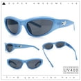 thumbnail image 2 of 90s Sport Fashion Wrap Around Styling Star Emblem Temple Sunglasses Blue - Black, 2 of 8