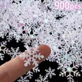 thumbnail image 2 of 300 piezas/bolsa de 2 cm de copos de nieve navideños, confeti artificial, parche de copo de nieve falso, adornos para árbol de Navidad para suministros de decoración para fiestas en el hogar, 2 of 5