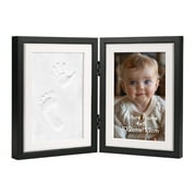 CRUGLA Baby Memorial 4x6 Black Clay Photo Frame, Baby Handprint and Footprint Set, New Mum Gift for Newborn Boy and Girl