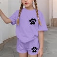 thumbnail image 5 of ITSAME Girls Outfit Sets, Loose Fit Crewneck T-Shirts and Shorts Summer Casual Fashion Clothes 2-Piece Purple Size 10, 5 of 7