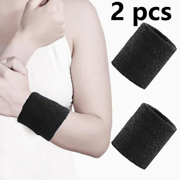 Buenod Set of 2 Sports Wristbands, Sweatband for Basketball Badminton Tennis, Black