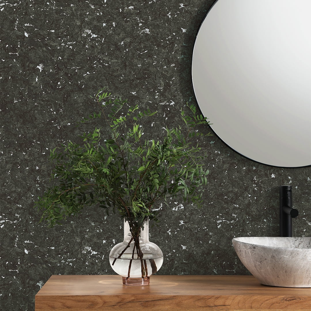 Tempaper Faux Cork Grey & Metallic Silver Peel and Stick Wallpaper, 20.5" x 16.5'