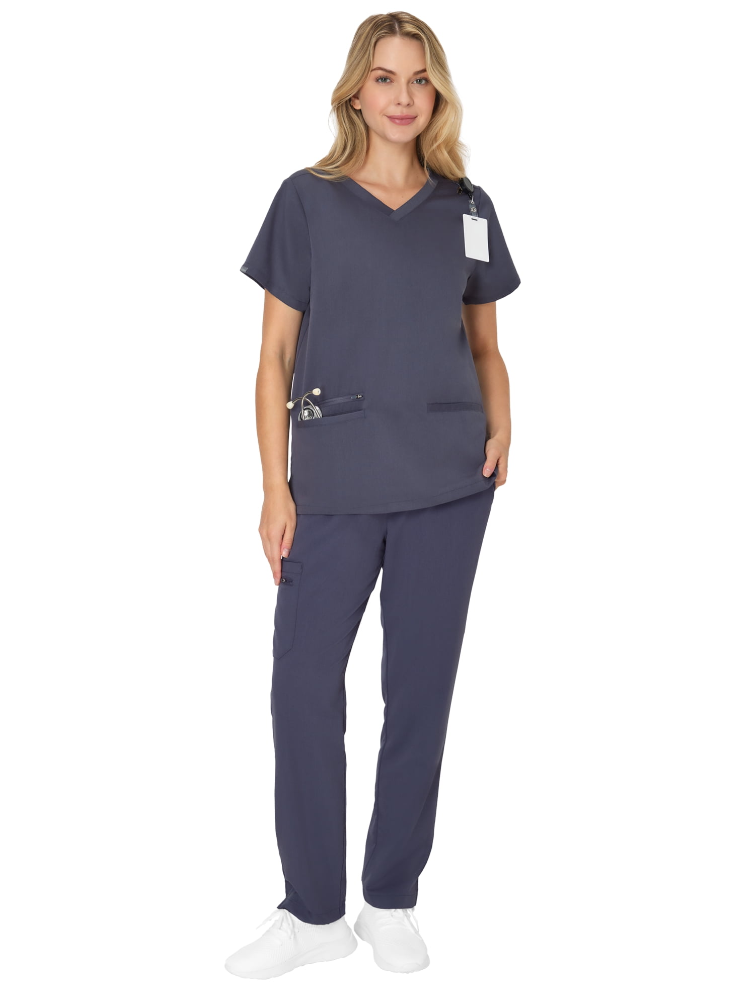 Hanes Women's Scrubs V-Neck Scrub Top, Premium, Short Sleeve, 3 Pocket, Sizes XS-3XL