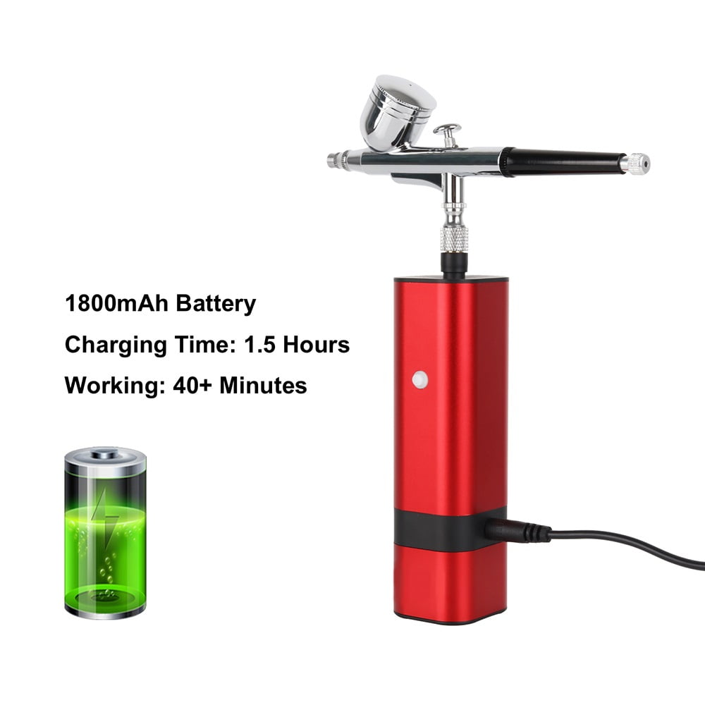 Mini Compressor Set Red Machine with Gravity Type Spray Gun for Art Model Body Paint Artist Makeup Nail Tattoos Cake Tools ,Advanced technology