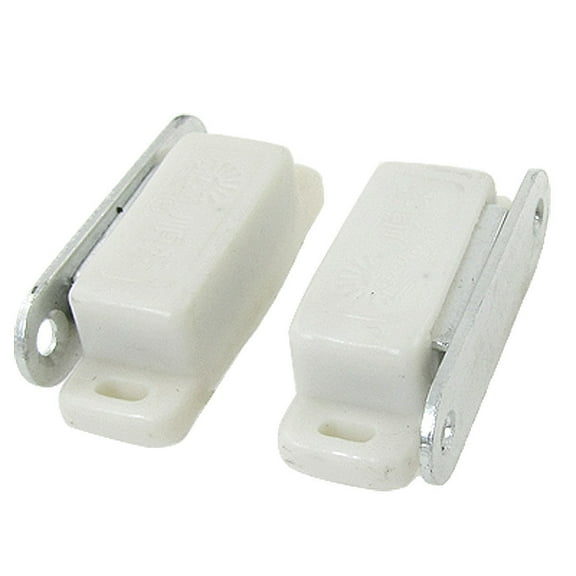 2Pcs Cabinet Door White Plastic Magnetic Catch Latch Set 1.8" Qknfz