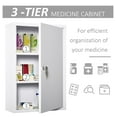 thumbnail image 5 of kleankin Wall Mount Medicine Cabinet - Lockable Steel First Aid Cabinet with 3 Tier Shelves, White - Bathroom & Kitchen Storage, 5 of 9