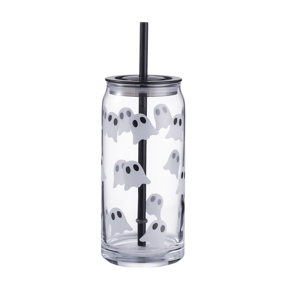 CSStudio Halloween Glass 20oz Can Sipper Ghost