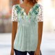 thumbnail image 5 of Blusa femenina con cuello en V y botones estampados para mujer para deportes al aire libre (verde M) FLhrweasw Para estrenar, 5 of 7