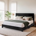 thumbnail image 2 of Einfach Queen Size Black Leather Upholstered Bed Frame with Adjustable Headboard, No Box Spring Needed, Low, 2 of 7