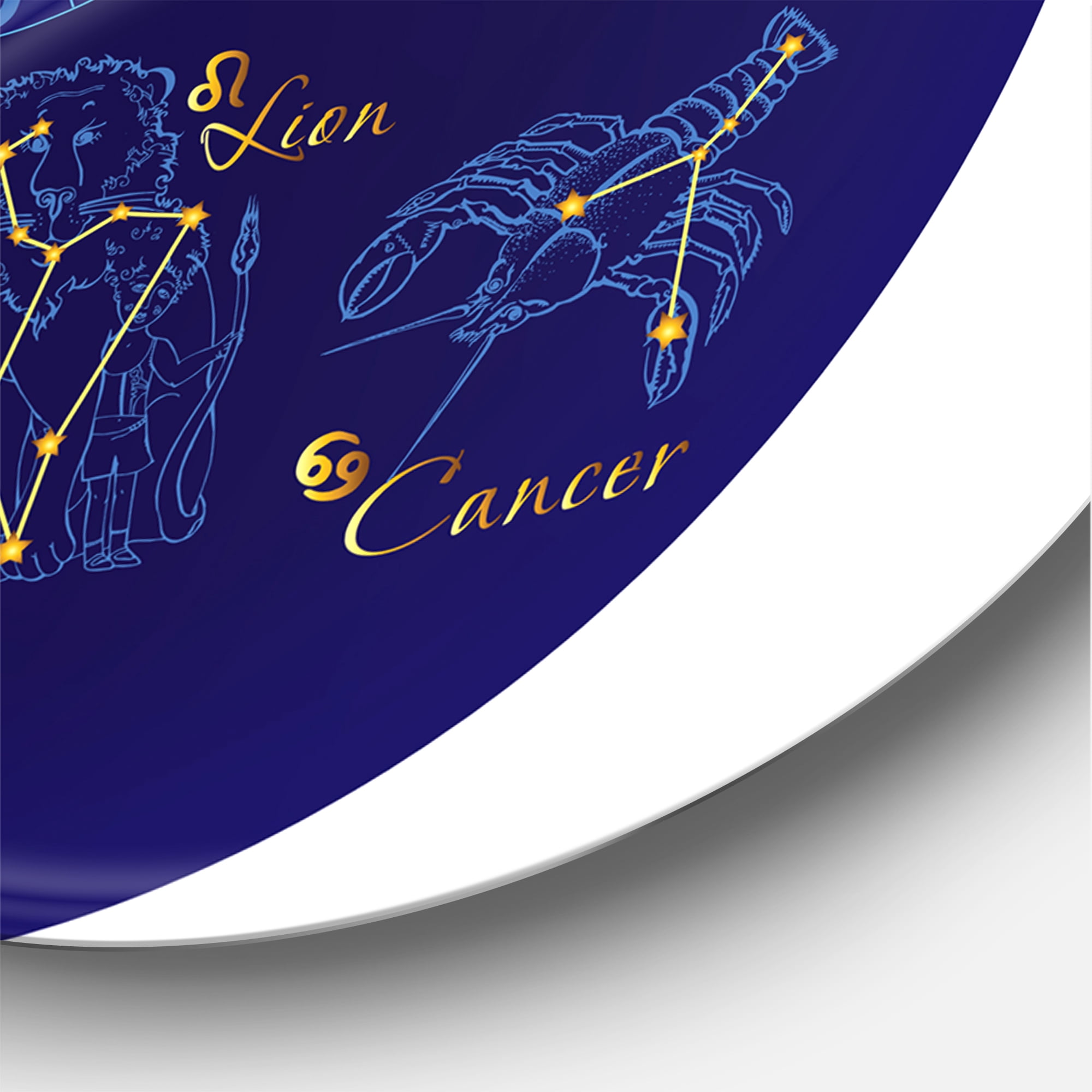 Designart 'Zodiac Signs and Zodiac With Constellations' Modern Circle Metal Wall Art 29x29 - Disc of 29