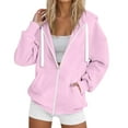 thumbnail image 2 of idosla Women's Full Zip Up Hoodie Long Sleeve Hooded Sweatshirts Pockets Jacket Coat for Women (Pink, M), 2 of 4