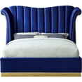 thumbnail image 4 of Meridian Furniture Flora Solid Wood and Velvet Queen Bed in Navy, 4 of 4
