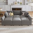 thumbnail image 1 of HONBAY Canapé Sectionnel Modulaire, Canapé-Lit Convertible 6 Pcs avec Rangement Complet pour Salon, Velours Gris Terne, 1 of 8