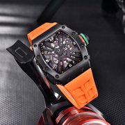 PAGANI DESIGN New Men's Quartz Watches Stainless Steel Waterproof Tonneau Wrist Watch for Men with Japan VH65 Movt, Rubber Watchband