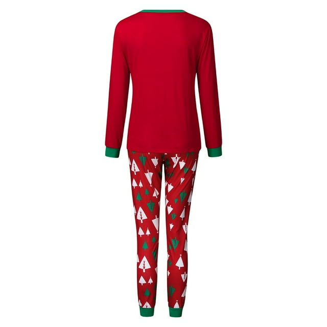 DPTALR Christmas Women Mommy Cartoon Tree Print Top+Pants Family Clothes Pajamas
