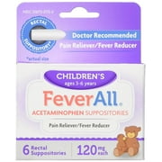 FeverAll Children's Acetaminophen Suppositories, 120 mg, 6 Count - Fever and Pain Relief