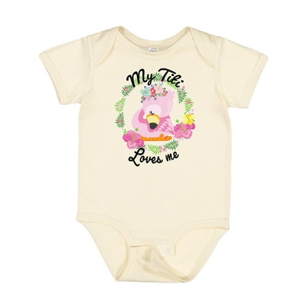 

Inktastic Baby Flamingo My Titi Loves Me with Flower Wreath Gift Baby Boy or Baby Girl Bodysuit