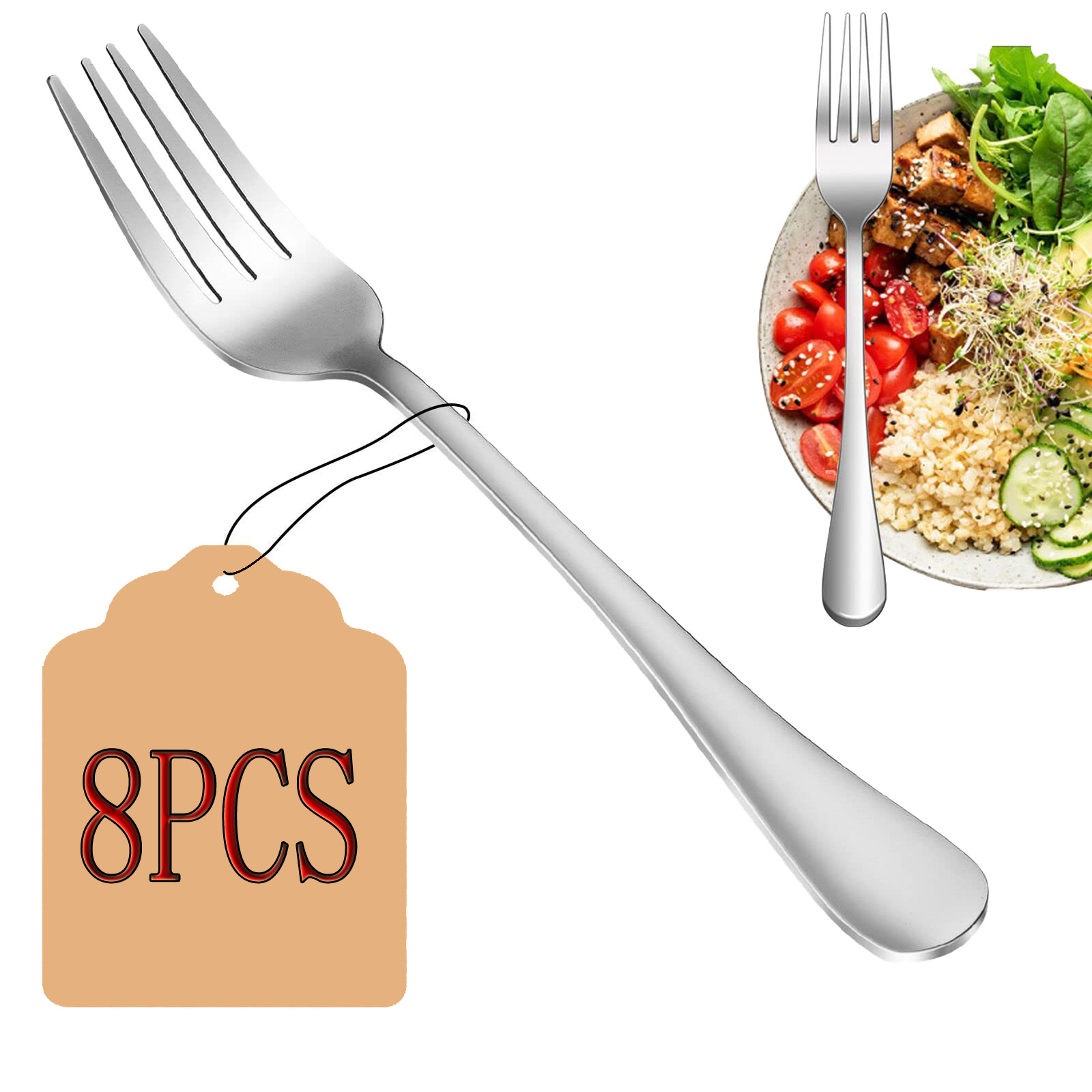 Dinner Forks,Set of 8 Top Food Grade Stainless Steel Silverware Forks