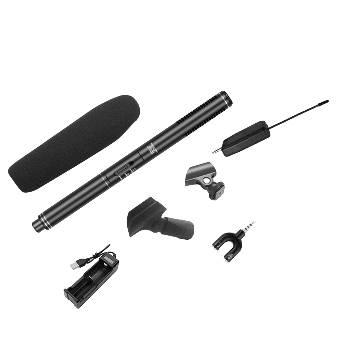 Professional Wireless Condenser Microphone Interview Recording Vlog Live Mic Super-Cardioid for DSLR Camera 3.5mm