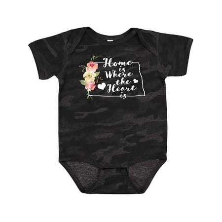 

Inktastic North Dakota Home is Where the Heart is with Watercolor Gift Baby Boy or Baby Girl Bodysuit