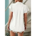 thumbnail image 2 of Mawalde Women 2025 Summer V Neck Ruffle Short Sleeve Blouse Dot Flowy Shirt Tunic Top White S, 2 of 4