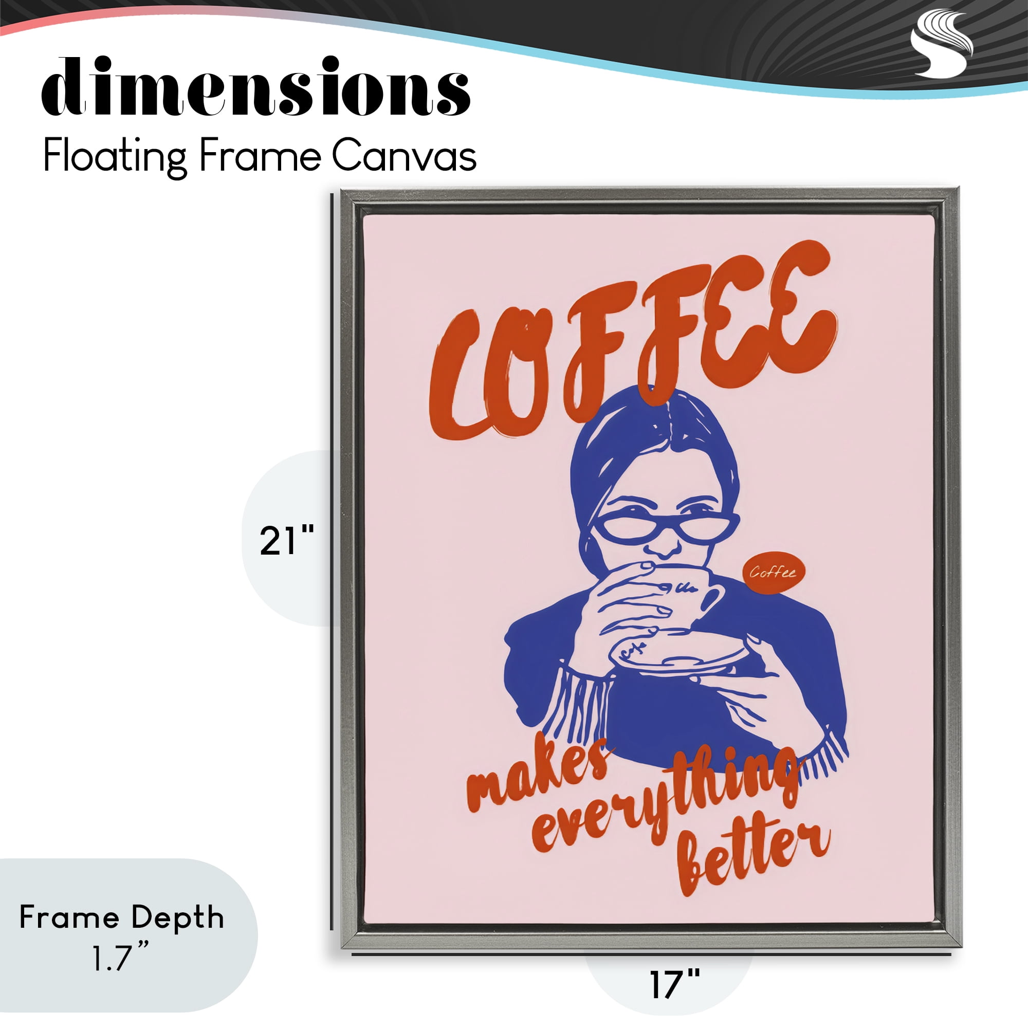 Stupell Industries Coffee Makes Everything Better Gray Framed Floater Canvas Wall Art, design by The Prints Vibe