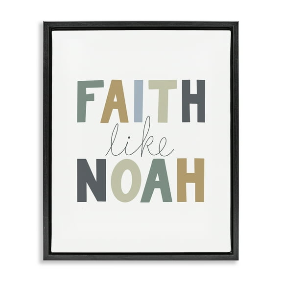 Stupell Industries Faith Like Noah Religious Painting Black Floater Framed Art Print Wall Art, 17 x 21