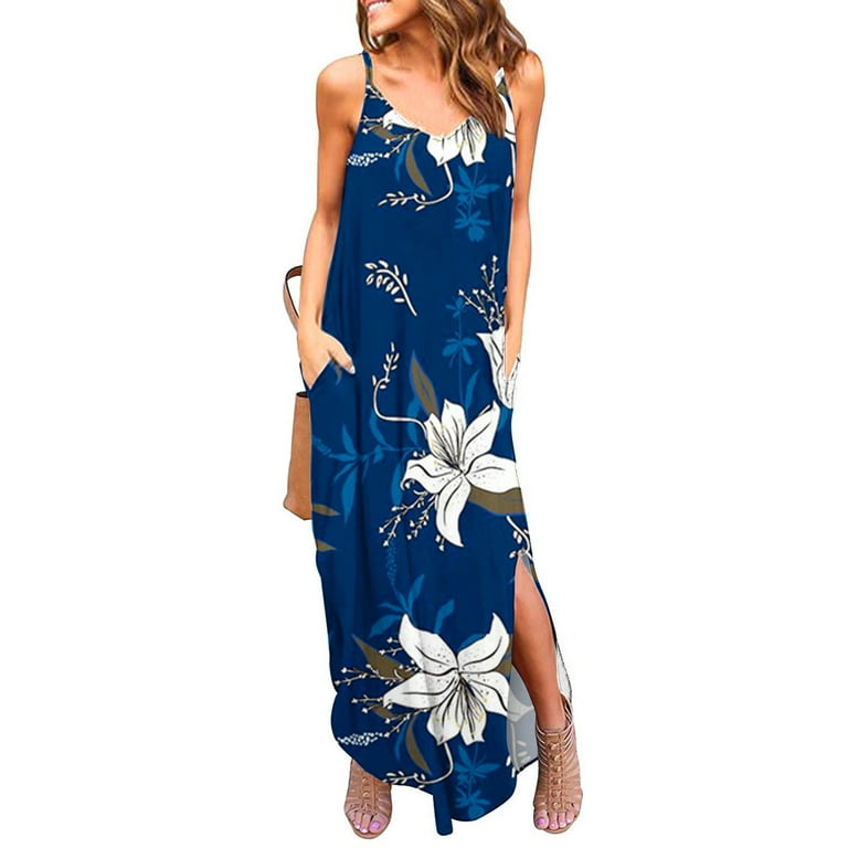 Women's V-Neck Leaf Print Loose Dress Women's V-Neck Leaf Print Loose Dress