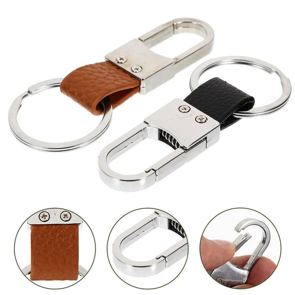 KALLORY 2pcs Key Ring Key Holder Pu Car Keychain Carabiner Convenient for Women
