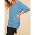 thumbnail image 4 of Made by Johnny Women's V-Neck 3/4 Sleeve Dolman Top with Side Shirring XL DENIM, 4 of 6