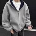 thumbnail image 6 of Enjoytime Zip Up Hoodie Men Long Sleeve Solid Color Fleece Hooded Jacket Loose Casual Streetwear Fall Winter Sweatshirt with Pockets, 6 of 8