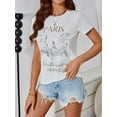 thumbnail image 6 of Women's Paris Letter Graphic Tees Round Neck Short Sleeve Casual T Shirt Tops,womens shirts for summer,short sleeve casual shirts for women,short sleeve shirts for women trendy, 6 of 8