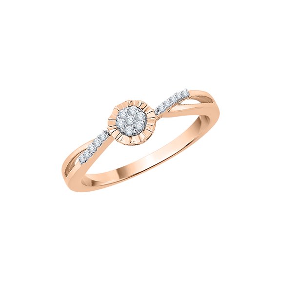 KATARINA Diamond Cluster Floral Ring in 10K Rose Gold (1/10 cttw, I-J, I1-I2) (Size-7.5)