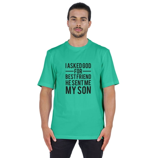 Inkmeso T-shirt à Col Rond pour Homme, Graphique Imprimé « J'ai Demandé à Dieu Mon Meilleur Ami, Il m'A Envoyé Mon Fils », Tee pour Père Fils Amour