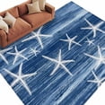 thumbnail image 2 of Rectangle Area Rugs 6 x 9 Ft, Navy Blue Coastal Non-Slip Residential Carpet, Summer Ocean Waves Ombre Sea Starfish Indoor Crawling Mats Runner Rugs for Living Room/Dining Room/Bedroom, 2 of 9