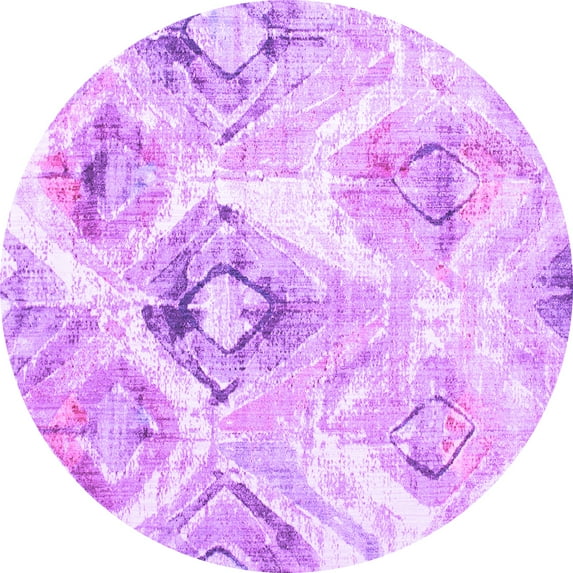 Ahgly Company Indoor Round Abstract Purple Contemporary Area Rugs, 6' Round