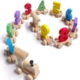 thumbnail image 1 of Wooden Train Pull Along Toy For Toddlers Early Learning Educational Toy Color Shape Matching Number Recognition Toy 220G Weight 31.89 X 1.97 X 1.18 Inches, 1 of 9