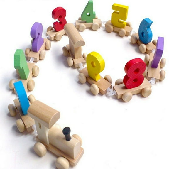Wdhugt Wooden Train Set For Toddlers With Colorful Blocks And Numbers Learning Toy For Shape And Color Recognition