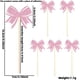 thumbnail image 1 of Decoración de nudo para moño para cupcakes Cupcakes - Cinta de satén rosa, doble cara, decoración para fiesta de compromiso nupcial, sin necesidad de bricolaje, set de 24, fácil de insertar, 1 of 1