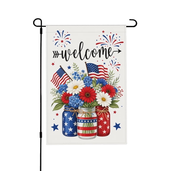Welcome Garden Flag with Patriotic Stars and Stripes Design, 12X18 Inch