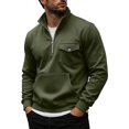 thumbnail image 2 of Mens Quarter Zip Pullover Sweatshirt Fall Winter Long Sleeve Casual Plain Stand Collared Sweatshirts with Pockets, 2 of 6