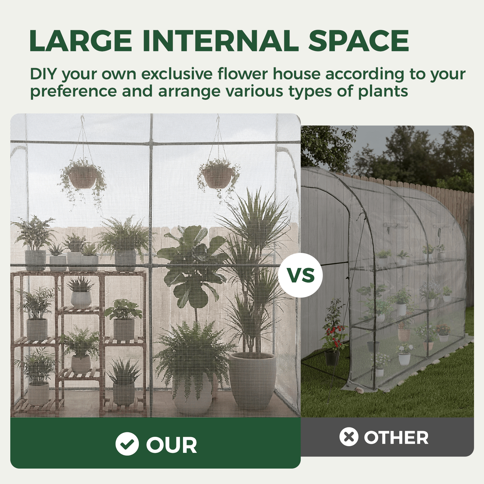 GENTINGBRO Walk-in Tunnel Greenhouse, Portable Heavy Duty Plant Hot House, UV Protected Outdoor Gardening Green House for Backyard, Patio to Grow Vegetables, Flowers, Herbs