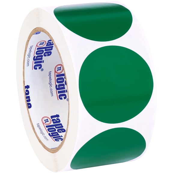 Tape Logic Inventory Circle Labels 2" Green 500/Roll DL613D