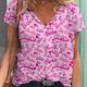 thumbnail image 3 of Camiseta de manga corta con cuello en V, camiseta de moda para mujer, camiseta básica con estampado de princesa Barbie, ropa de calle de verano de talla grande, 3 of 5