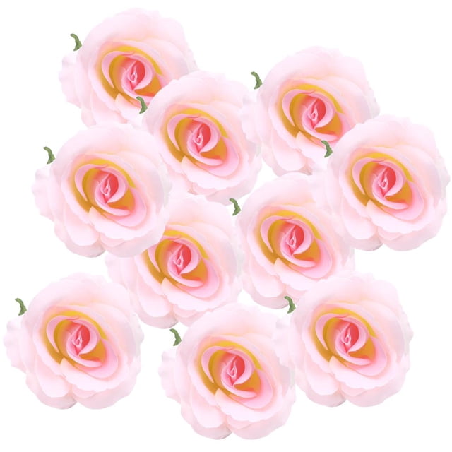 Cabeza de rosa artificial, accesorio de decoración para bodas, rosa claro
